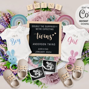 Regenbogen Zwillinge Baby Gender Reveal, Regenbogen Schwangerschaft, Doppelüberraschung #602