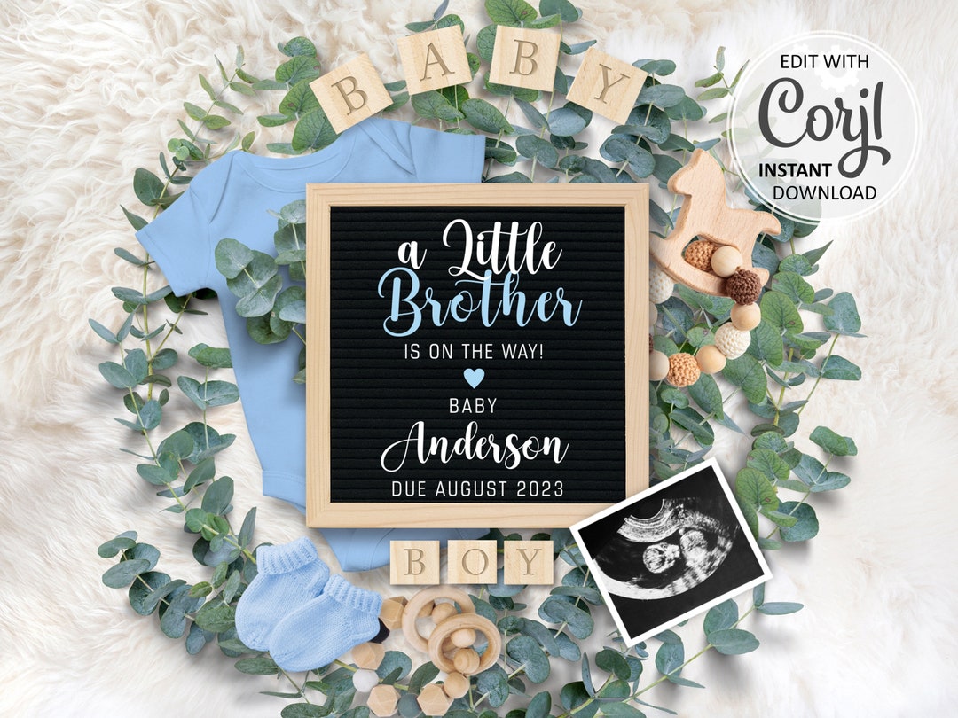 Little Brother Announcement Digital, Baby Boy Announcement, It's a BOY ...