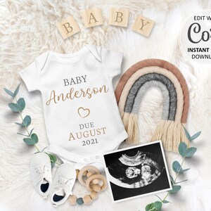 Faire-part de grossesse numérique arc-en-ciel pour bébé Annonce personnalisée modifiable pour Instagram juin juillet septembre # 184