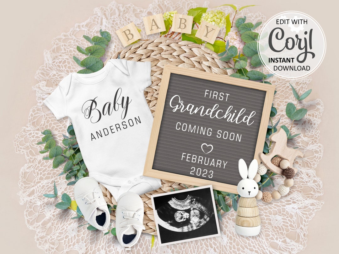 Grandparents Baby Announcement Digital Pregnancy First Grandchild