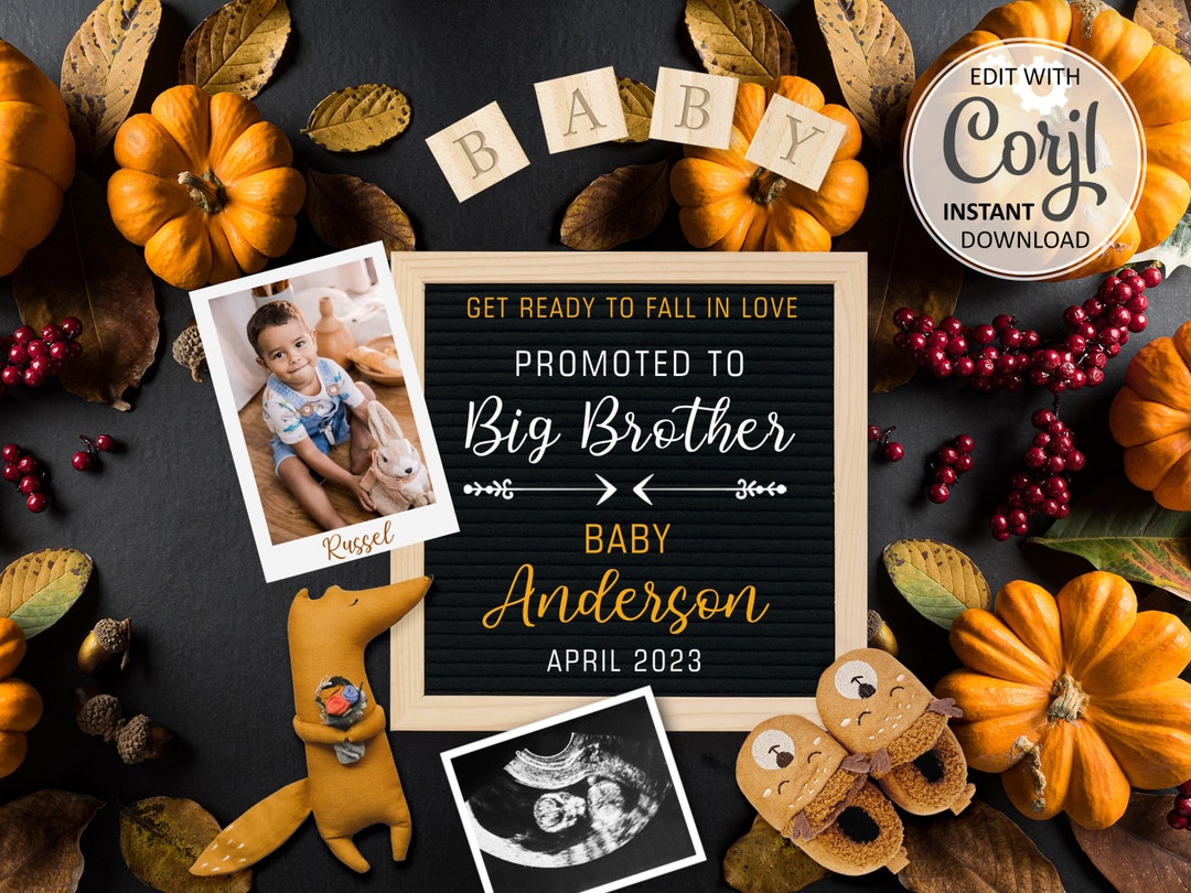 Big Brother Fall Pregnancy Announcement Digital, Pumpkins Baby ...