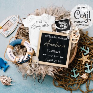 Summer Pregnancy Announcement Spanish, Anuncio de Embarazo, Gender Neutral Baby Reveal Social Media, Nuestra mayor aventura comienza #1065