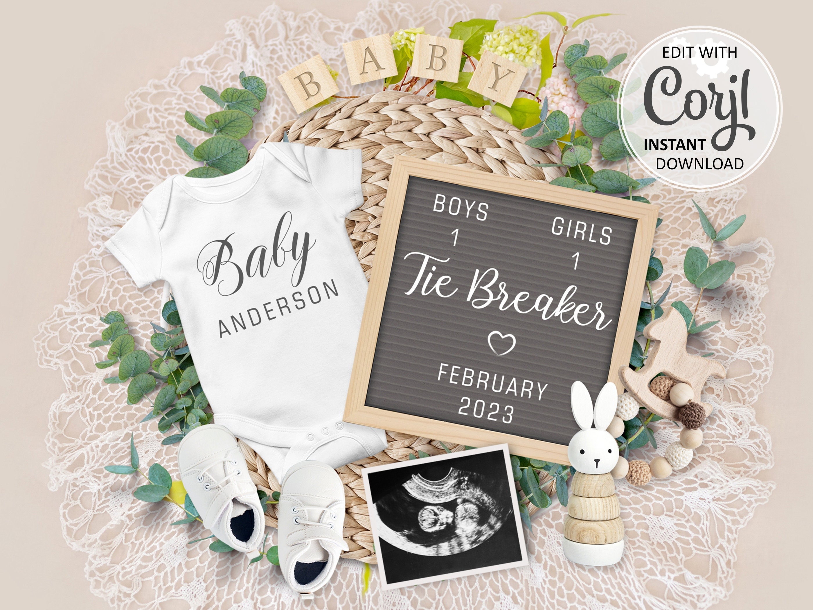 Tiebreaker Pregnancy Announcement DIY Editable Digital File 