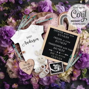 IVF Pregnancy Announcement: Gender Neutral Rainbow Baby Reveal (Digital Template JPG/PDF) #1434