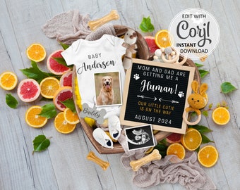 Anúncio de gravidez de cachorro: revelação do bebê, mídia social (download digital) #1102