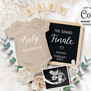 Último anúncio de gravidez de bebê Cartão digital, o Grand Finale Revelar data de parto Anúncio editável personalizado para mídia social #247