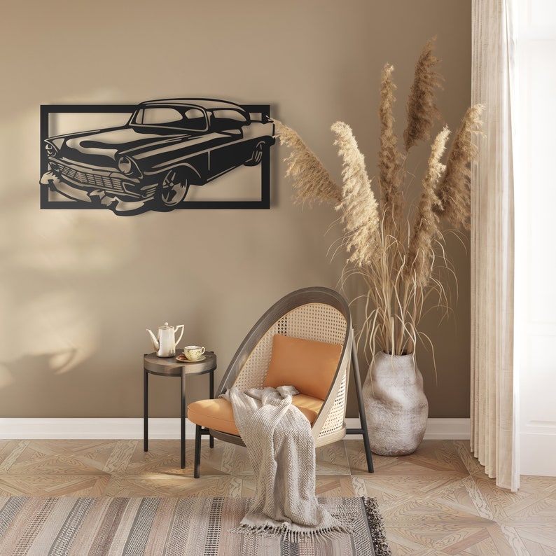 Classic Car Metal Wall Art, Classic Car Wall Sign, Outdoor Metal Wall