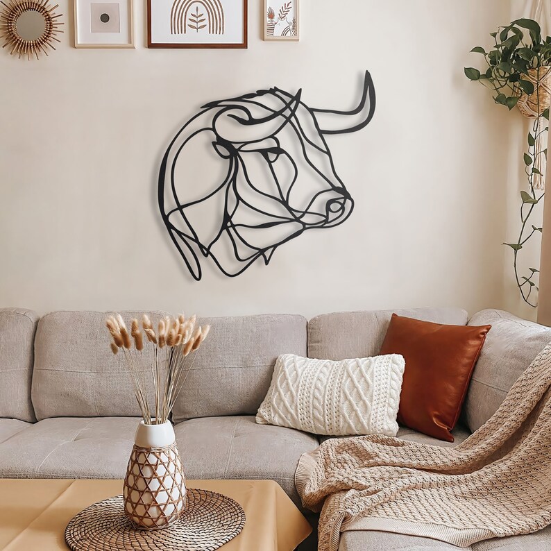 Bull Head Metal Wall Art Bull Skull Wall Decor for Living Etsy
