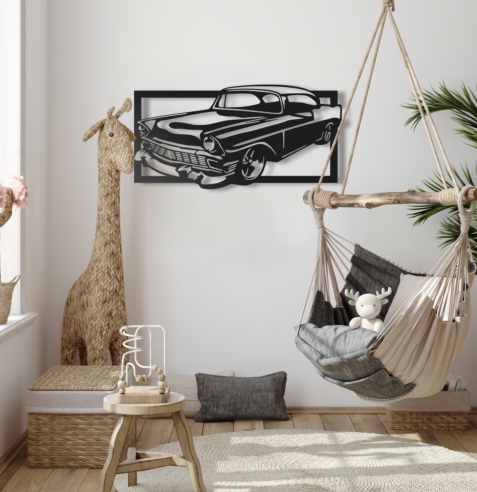 Classic Car Metal Wall Art, Classic Car Wall Sign, Outdoor Metal Wall
