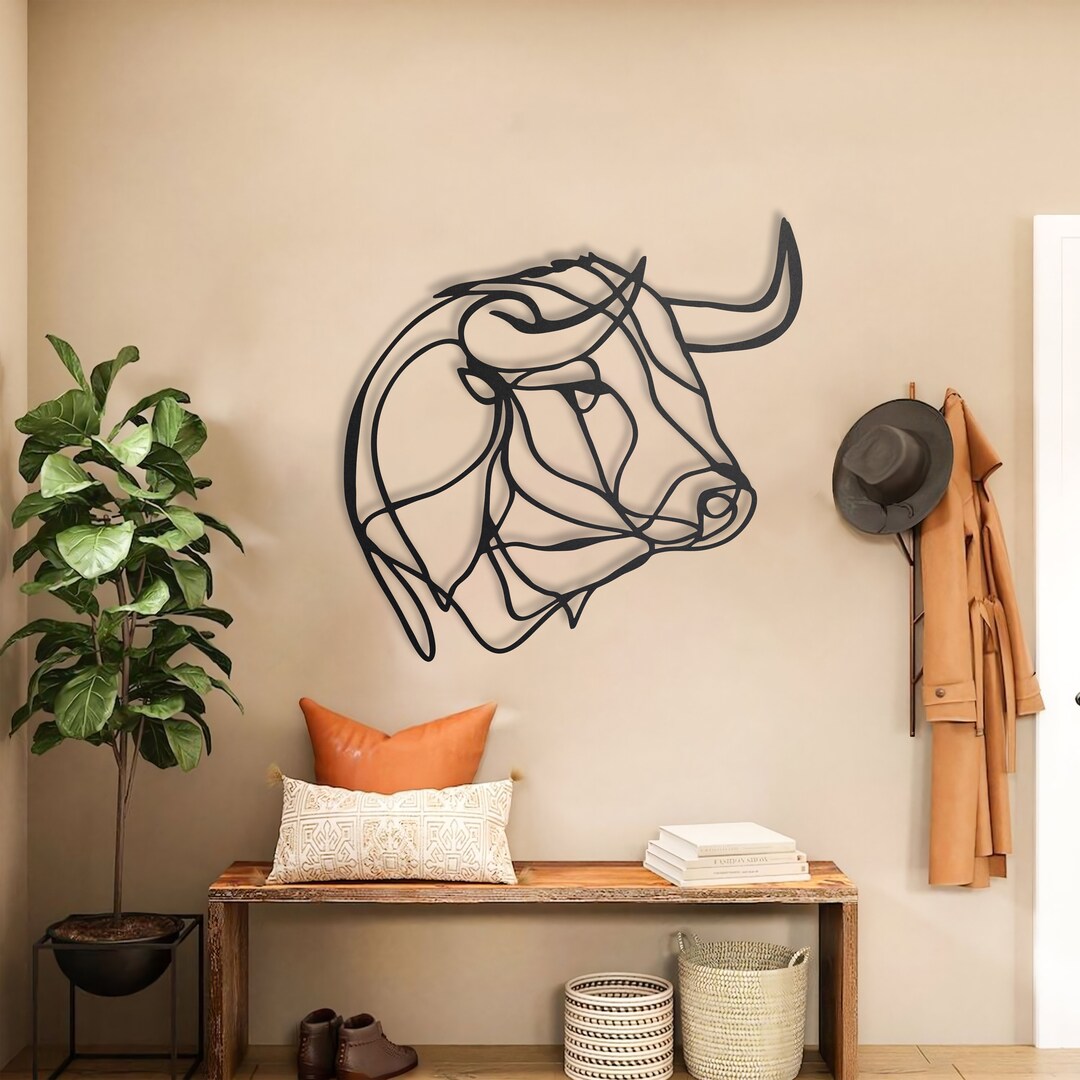 Bull Head Metal Wall Art Bull Skull Wall Decor for Living Etsy