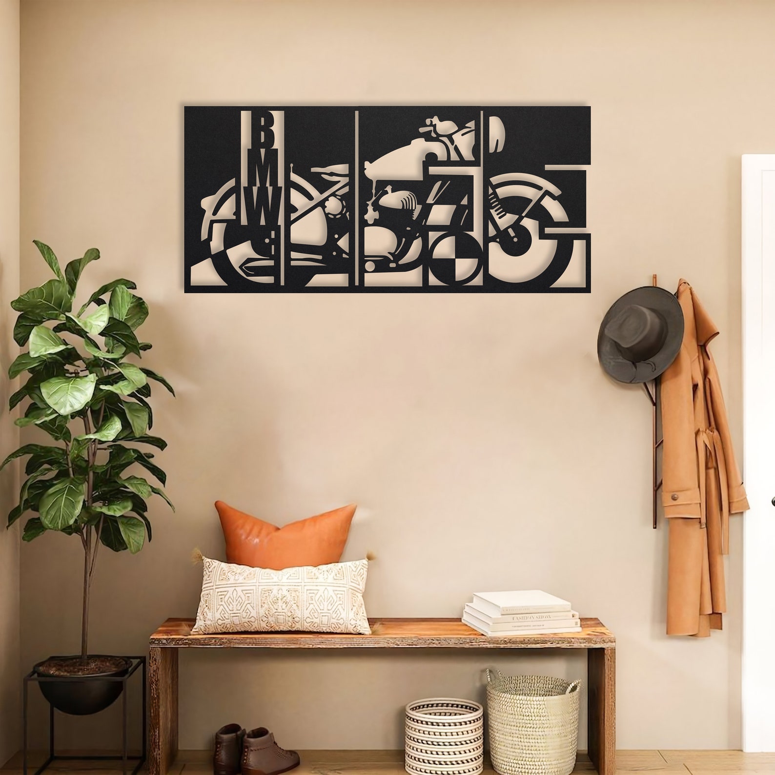 Bmw Motorcycle Metal Wall Art, Unique Motorcycle Wall Decor for Living