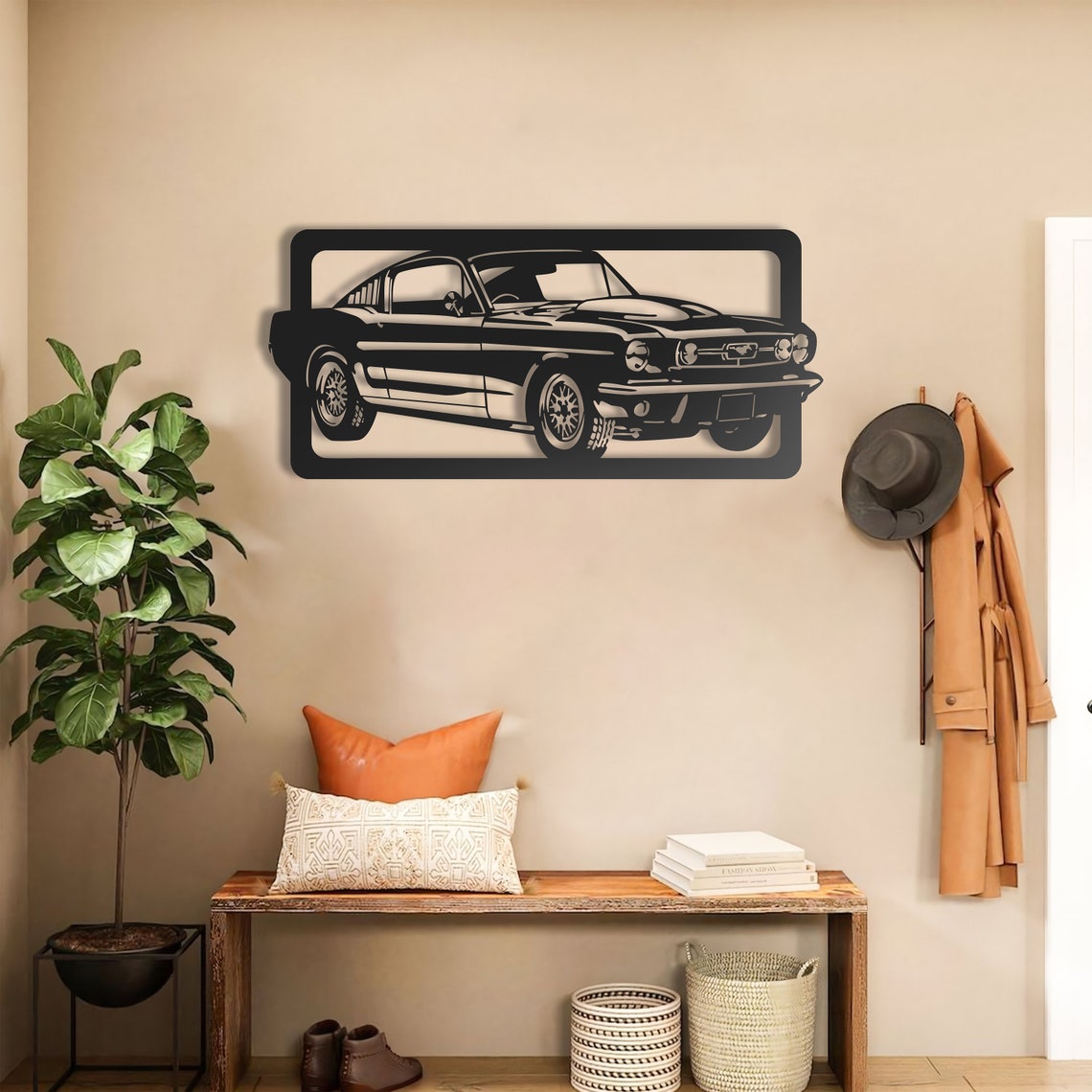 Ford Mustang Metal Wall Art, Unique Ford Mustang Wall Decor for Living