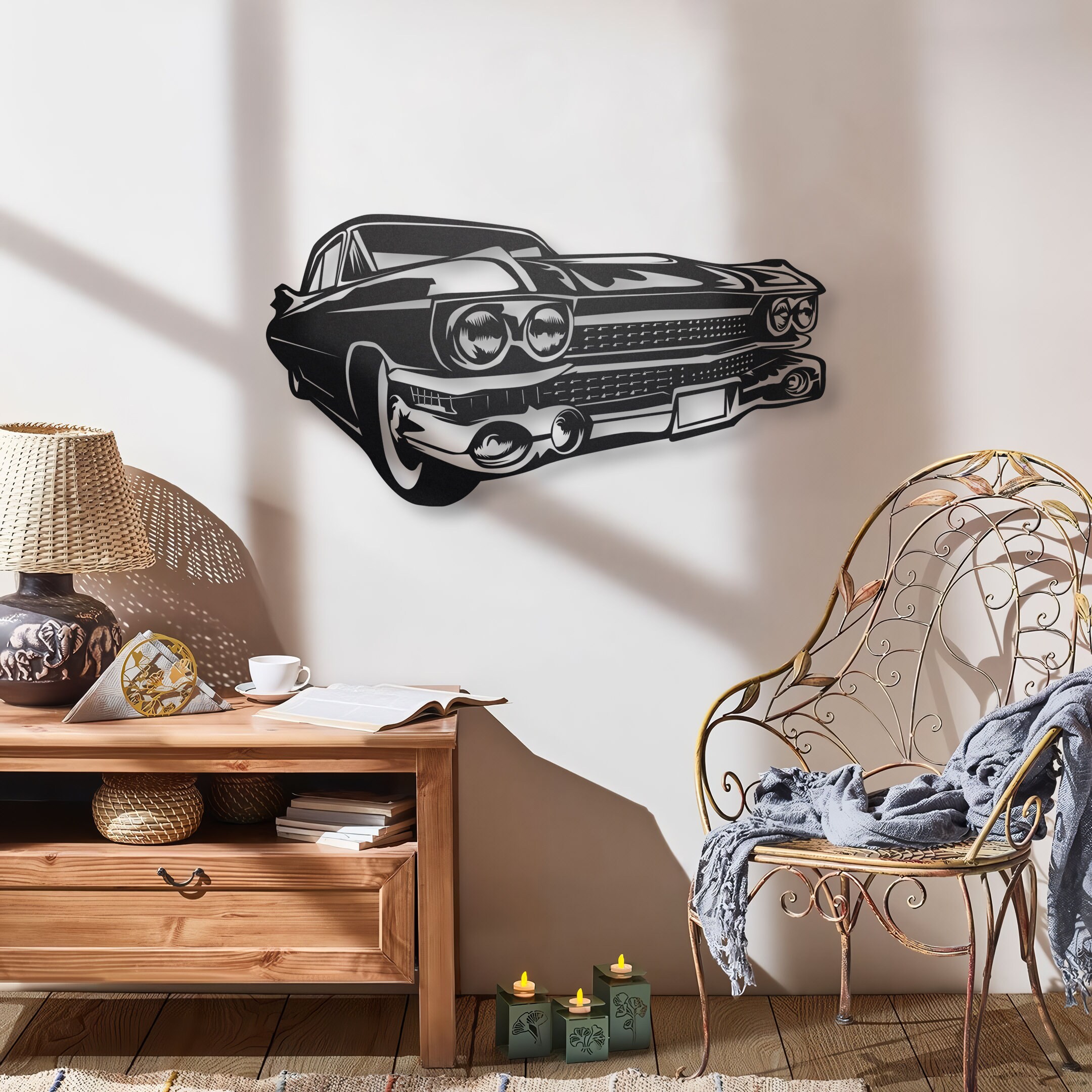 1959 Cadillac Metal Wall Art, Cadillac Classic Car Wall Sign, Unique