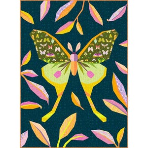 Luna Moth Digital Quilt Top - Insectarium by Tamara Kate - Windham - 1 Panel **NOT A KIT**