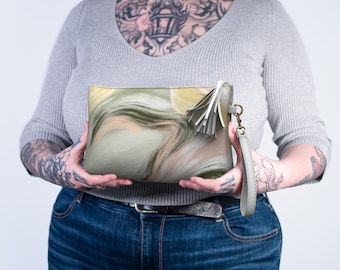 Abstracte veganistische leren make-uptas, cosmetische reisorganizer