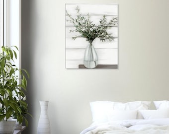 Botanical Vase Canvas Print, Farmhouse Style Wall Art