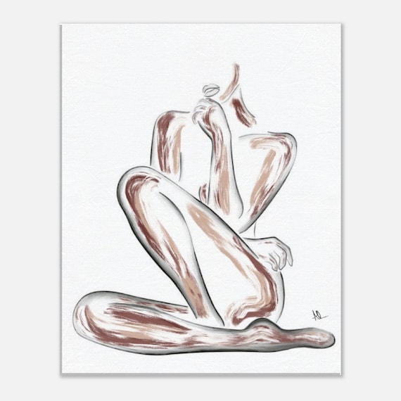 Abstract Woman Line Art Print, Minimalist Female Figure, Canvas or Poster