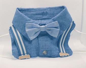 Blue Bow Toe Button Down Mask