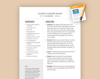 Recipe Template for Apple Pages