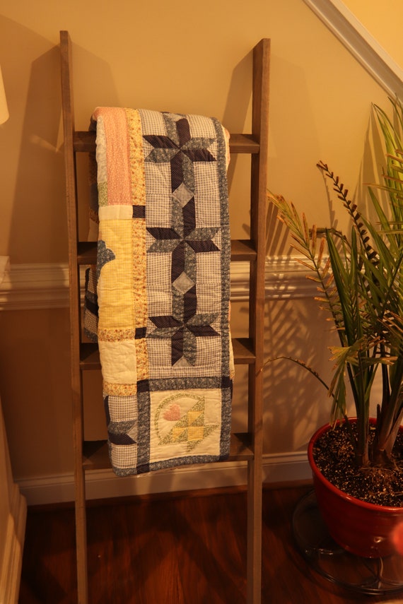 Blanket Ladder / Blanket Rack / Gray Blanket Ladder / Stained Etsy