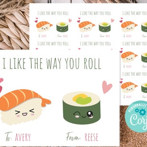 Printable Valentine&#39;s Day Card - Editable Valentine&#39;s Day Cards - Valentine&#39;s Day Cards For Kids - Sushi Valentine&#39;s - Classroom Exchange