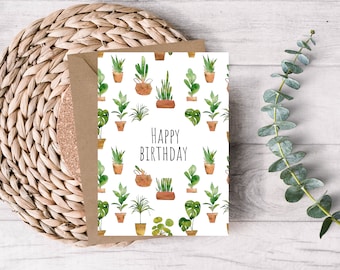 Afdrukbare verjaardagskaart - Plantverjaardagskaart - Happy Birthday Card - Verjaardagskaart - Afdrukbare kaart - Plantkaart - Digitale download