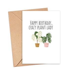 Cartão de aniversário para impressão - Cartão de aniversário de planta - Cartão de feliz aniversário - Cartão de aniversário - Cartão para impressão - Cartão de planta - Senhora de planta