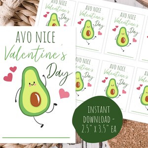 Printable Valentine&#39;s Day Cards - Printable Kids Valentine&#39;s Day Cards - Avocado Valentine&#39;s Day Cards - Cute Valentine&#39;s - Digital Download