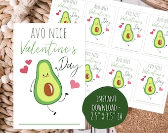 Printable Valentine's Day Cards - Printable Kids Valentine's Day Cards - Avocado Valentine's Day Cards - Cute Valentine's - Digital Download