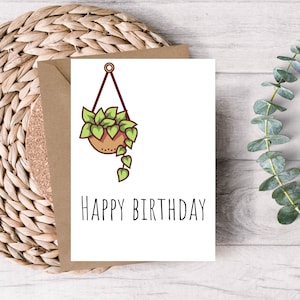 Tarjeta de cumpleaños imprimible - Tarjeta de cumpleaños de la planta - Tarjeta de feliz cumpleaños - Tarjeta de cumpleaños - Tarjeta imprimible - Tarjeta de la planta - Planta imprimible