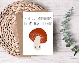Printable Valentine's Day Card  - Printable Card - Mushroom Card - Anniversary Card - So Mushroom In My Heart Card Card - Digital Download