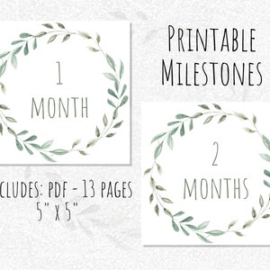 Jalons imprimables pour bébé - Jalons imprimables - Cartes jalons imprimables - Jalons de la couronne verte - Jalons pour bébé - Téléchargement numérique