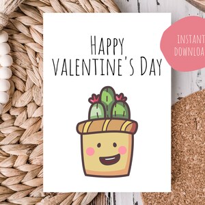 Afdrukbare Valentijnsdagkaart - Afdrukbare I love You-kaart - Afdrukbare Cactuskaart - Afdrukbare romantische kaart - Wenskaart