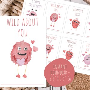 Printable Valentine&#39;s Day Cards - Printable Kids Valentine&#39;s Day Cards - Cute Monster Valentine&#39;s Day Cards - Classroom Valentine&#39;s