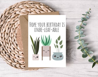 Printable Birthday Card - Plant Birthday Card - Happy Birthday Card - Birthday Card - Printable Card - Plant Card - Digital Download