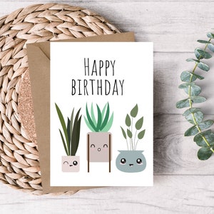 Cartão de aniversário para impressão - Cartão de aniversário de planta - Cartão de feliz aniversário - Cartão de aniversário - Cartão para impressão - Cartão de planta - Download digital