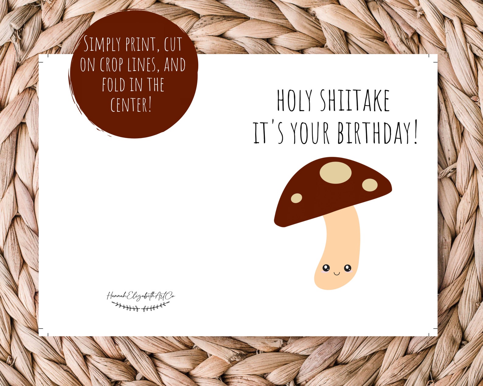 Printable Birthday Card Mushroom Card Birthday Card Holy Etsy