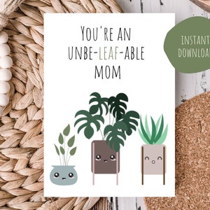 Cartão de Dia das Mães para impressão - Cartão de Dia das Mães - Cartão para impressão de Dia das Mães - Cartão de Dia das Mães DIY - Cartão de planta de Dia das Mães - Baixar
