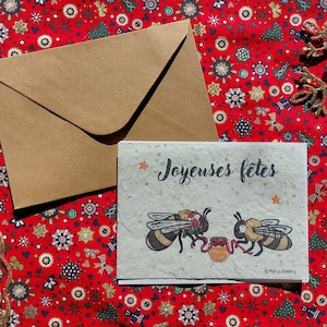 Carte à semer "abeilles de Noël" 2