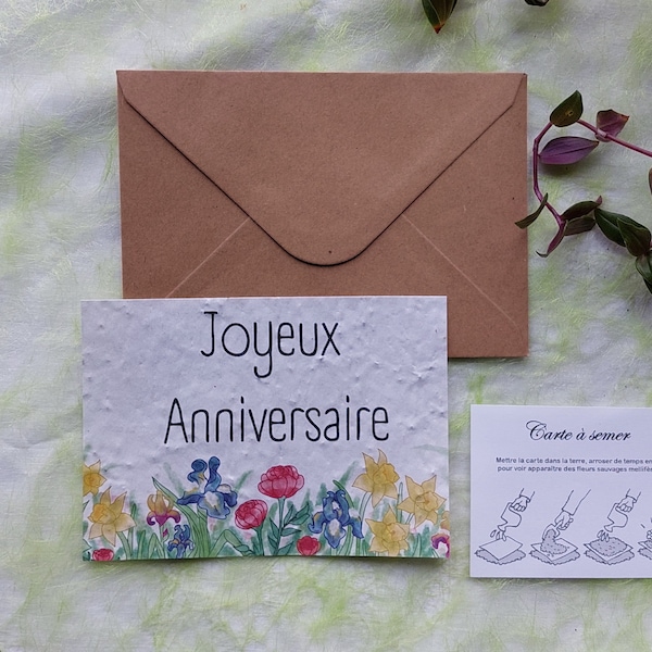 Carte à planter anniversaire fleurs