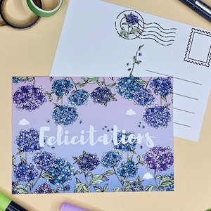 Carte postale  Félicitations Hortensia