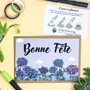 Carte à planter Bonne fête Hortensia