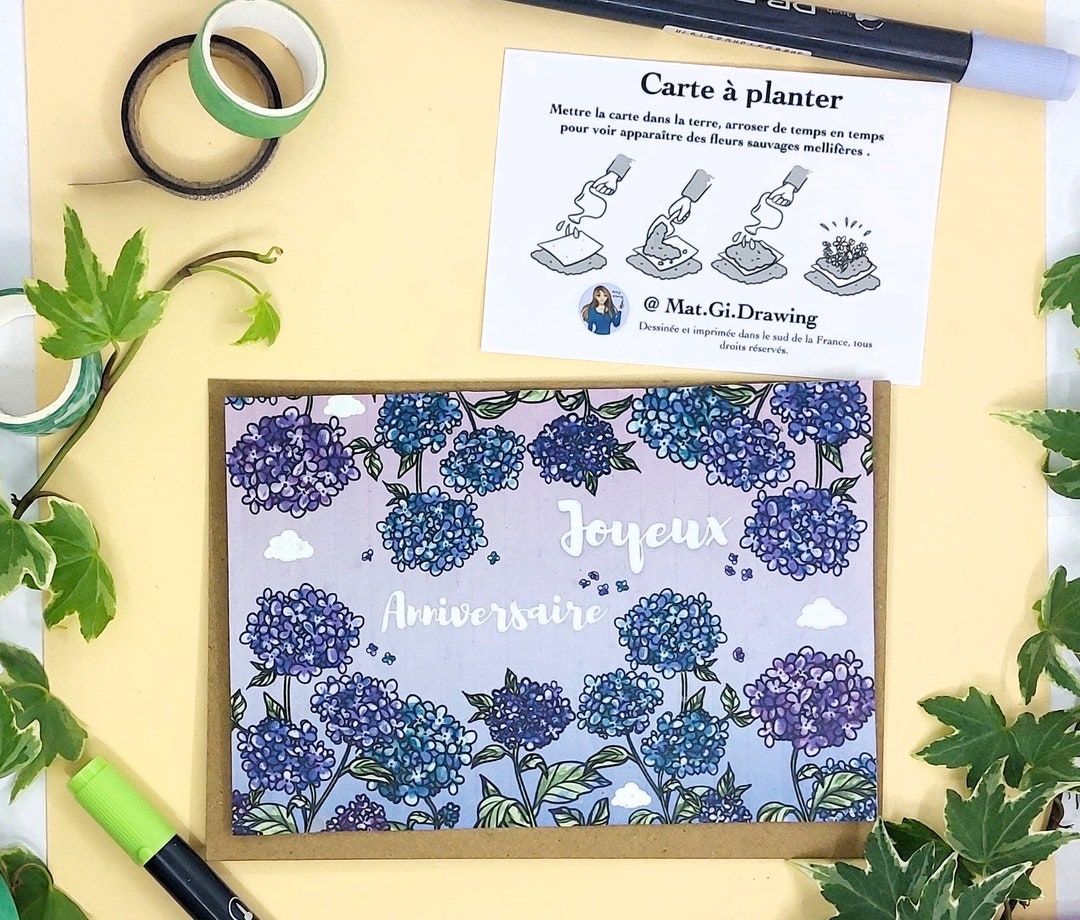 Hydrangea Birthday Planting Card - Etsy