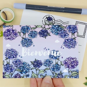 Carte postale Bienvenue Hortensia