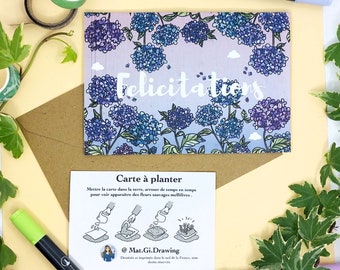 Carte à planter Félicitations Hortensia