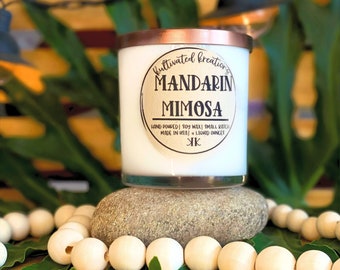 Mandarin Mimosa Scented Soy Candle | Handmade Soy Wax Candle | Wooden Wick | Natural Soy Wax Candle | Scented Candle | Wooden Wick Candle