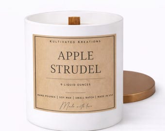Apple Strudel Scented Soy Wax Candle | Handmade Wooden Wick