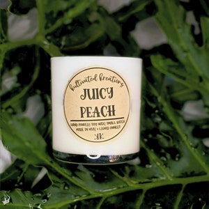 Juicy Peach Scented Soy Wax Candle | Handmade Soy Wax Candle | Wooden Wick | Natural Soy Wax Candle | Scented Candle | Wooden Wick Candle