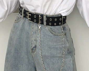 double eyelet black belt