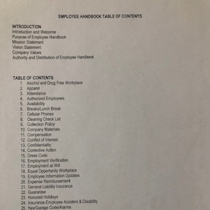 Cleaning Business Form - Employee Handbook